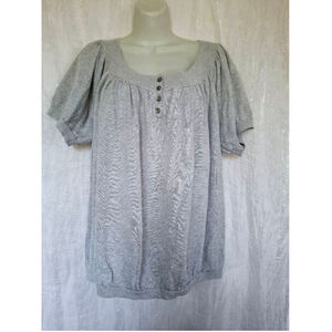 Daisy Fuentes Gray puffy sleeve Business Casual soft knit Sz 3X Stretchy Top